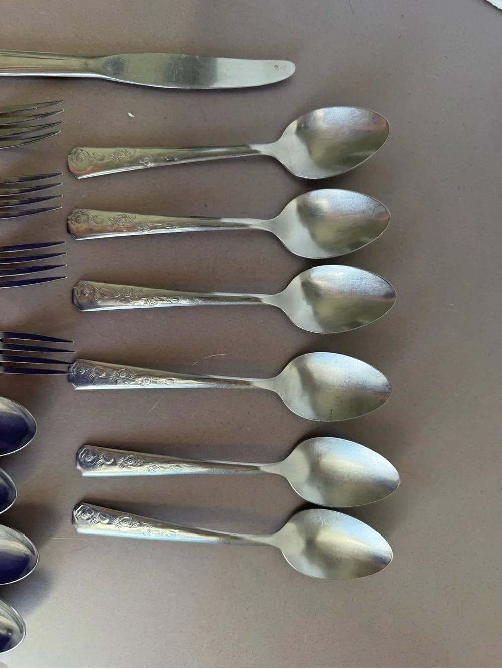 Magesco Stainless Steel Floral-Handle Flatware Set - Silver